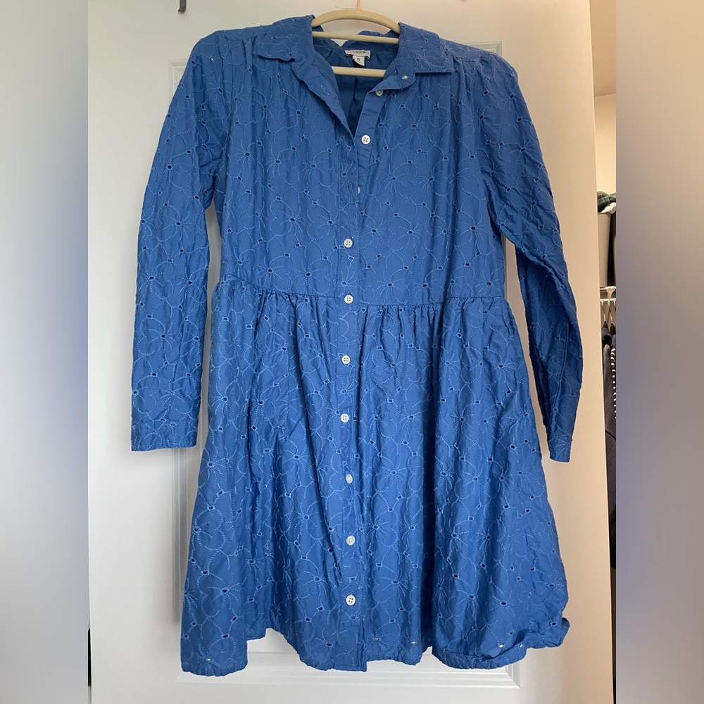 J Crew Blue eyelet shirt dress